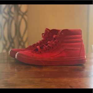 Vans high top all red skate shoes fun & stylish 7
